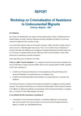 Workshop on Criminalisation of Assistance to Undocumented Migrants (January 2001)