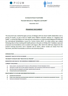 EU Health Policy Platform – Thematic Network on “Migration and Health”