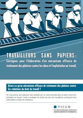 TRAVAILLEURS SANS PAPIERS : Consignes pour l’élaboration d’un mécanisme efficace de traitement des plaintes contre les abus et l’exploitation au travail – FR