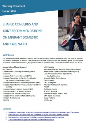 Shared Concerns and Joint Recommendations on Migrant Domestic and Care Work
