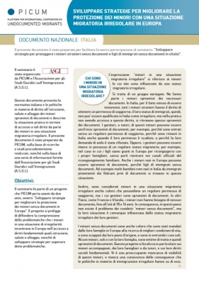 Sviluppare strategie per migliorare la protezione dei minori con una situazione migratoria irregolare in Europa – Documento nazionale Italia (Giugno 2012) – IT