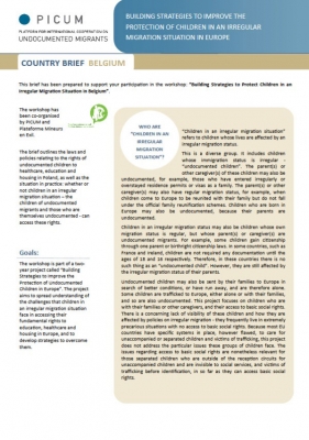 Building Strategies to Improve the Protection of Children in an Irregular Migration Situation in Europe – Country Brief Belgium (March 2012) – EN