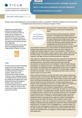 Budowanie strategii na rzecz poprawy ochrony dzieci o nieuregulowanym statusie prawnym dotyczącym migracji w Europie – raport krajowy Polska (December 2011) – PL